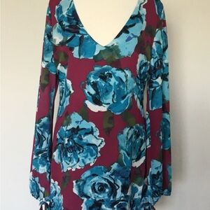 Leith Long-Sleeve Floral Shift Dress - Size small